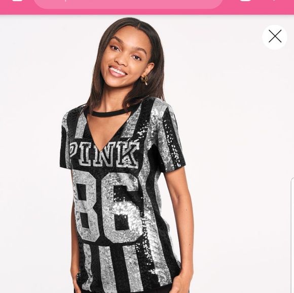PINK VICTORIA/'S SECRET GRAY WHITE LOGO CAMPUS CHOKER SHORT SLEEVE DRESS VS NEW
